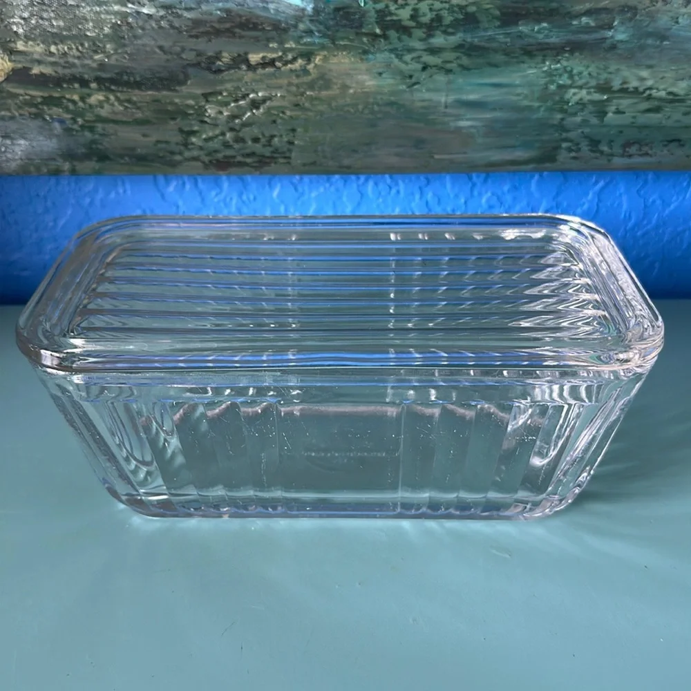 # Anchor Hocking Ribbed Glass Loaf Pan w/ Lid Vintage Design 8.5” X 4.5” - Picture 1 of 7
